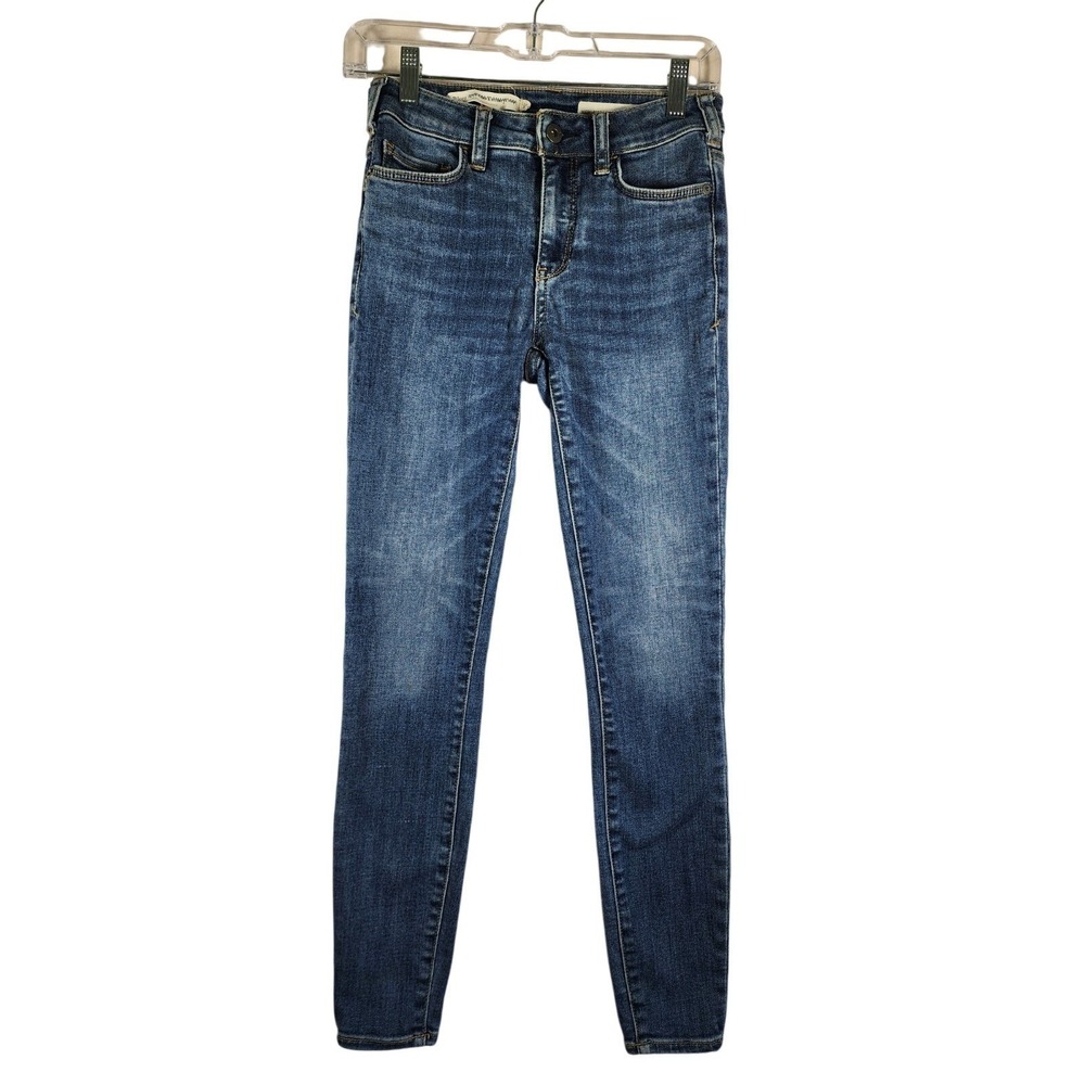 Pilcro Anthropologie 26 Mid Rise Denim Leggings Jeans Skinny Stretch Blue Boho